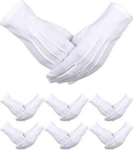 SATINIOR 6 paires de gants blancs pour hommes, gants de cérémonie, gants de parade maçonnique, mitaines de cérémonie, uniforme en nylon, costume de cosplay, gants blancs - Product Image 1
