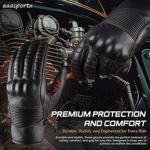 Venta al por mayor de dedo completo de cuero de cabra pantalla táctil guantes de moto para los hombres con logotipo personalizado guantes de motorista de protección - Product Image 4