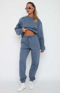 ชุดวอร์มผู้หญิงผ้าคอตตอนโพลีเอสเตอร์ผ้าฟลีซผสมสีล้วนพิมพ์ลายแบบลำลอง - Product Image 4