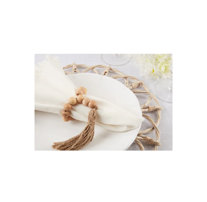 <b>Napkin</b> <b>Ring</b> New Woven Twine <b>Napkin</b> Buckle with Tassel Style <b>Wood</b> Bead Fringe for Party Wedding items - Product Image 6