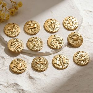 Amuleto del Zodiaco en Relieve |   Colgante de Astrología y Horóscopo en Acero Inoxidable con Baño de Oro PVD de 18K, Resistente al Agua, Hipoalergénico y Antideslustre - Product Image 2