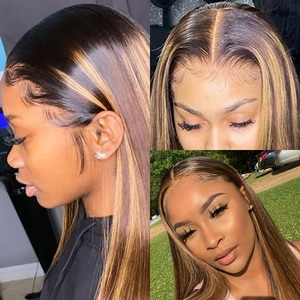 Venta al por mayor de <span class=keywords><strong>pelo</strong></span> brasileño crudo resaltar Color marrón pelucas de cabello humano encaje Frontal 100% cabello humano pelucas sin pegamento para mujeres <span class=keywords><strong>negras</strong></span> - Product Image 4