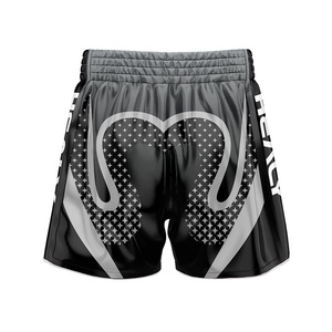 HEALY Custom Boxing Shorts Black Grey Geometric Print MMA Fight <b>Trunks</b> High Quality Lightweight Quick Dry Breathable Shorts - Product Image 2