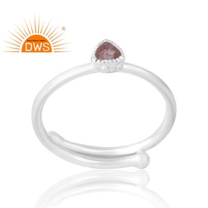 แหวนพลอยควอตซ์ธรรมชาติทำจากเงินสเตอริงของ925เครื่องประดับออกแบบได้เองของขวัญสำหรับผู้หญิงสำหรับผู้หญิง - Product Image 1