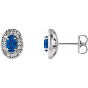 Oval 4-Prong Halo-Style Stud Earrings 14K/18K Gold Plated <b>White</b> & Rose Gold Princess Cut Diamond <b>Screw</b> Shape - Product Image 1