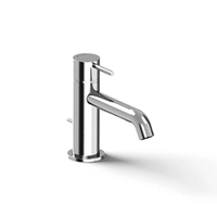Robinet élégant italien 100% fabriqué en Italie, design moderne, haute qualité, en laiton, monotrou, monocommande, finition brossée, en acier inoxydable pour montage sur plan.