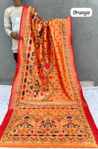 Couleur étonnante Beautiful Occasional Wear Premium Loom Silk Saree Blouse Avec Tissage Travail Indien Exportateur Et Fournisseur À Vendre - Product Image 5