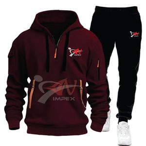 Survêtement de sport de haute qualité pour hommes en deux pièces en polaire, logo personnalisé, jogging avec col à capuche - Product Image 3