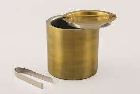 Cubo de hielo con textura de carcasa redonda martillada hecha a mano en latón satinado Cubo de hielo para Bar Hotel Diseño de lujo Cubo de hielo de latón - Product Image 6