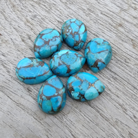 Pierres précieuses en turquoise bleue naturelle de qualité AAA+, cabochon à dos plat, taille poire calibrée, certifiées CNAS, faible MOQ, vente en gros