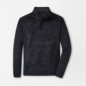 High Quality Casual Hoodies Custom Logo Men Fleece Sweatshirt Quarter 14 Half Zip up High Neck Golf Pullover Hoodies - Product Image 1