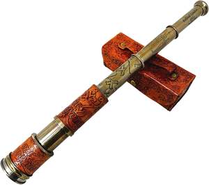 Latón Telescopio náutico Diseñador Cuero y latón Mano Vintage Telescopio espía Artículo de vidrio - Product Image 2