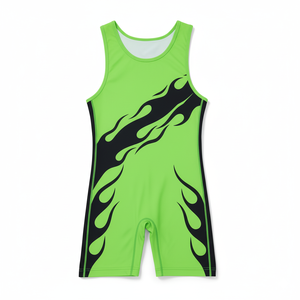 ชุดนักมวยปล้ำสั่งทำพิเศษ ด้านหน้าทำจากโพลีเอสเตอร์ 100% พิมพ์ลายด้วยเทคนิค Discharge น้ำหนัก 260 กรัม ผ้าคุณภาพสูง ยืดหยุ่น สวมใส่สบาย ระบายอากาศได้ดี - Product Image 1