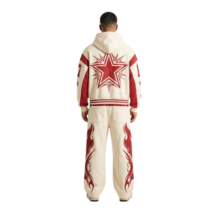 Ensemble sweat à capuche et jogging en molleton de coton avec motif étoile personnalisé, imprimé rétro, ensemble de survêtement assorti - Product Image 2