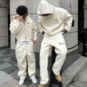 Custom Casual Warm Streetwear Men Tracksuit Thick Fleece Breathable <b>Oversized</b> Two Piece Hoodie <b>Jogger</b> Custom Front Logo OEM - Product Image 1