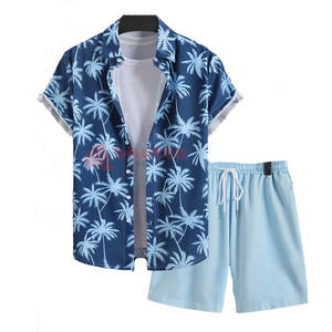 Ensemble de shorts deux pièces pour hommes, imprimé personnalisé, été, haute qualité, respirant, grande taille, polyester/coton, style streetwear - Product Image 1