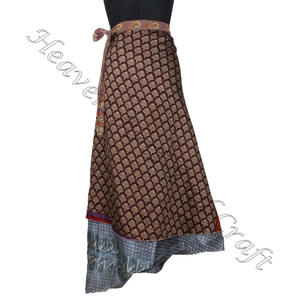 New Reversible Vintage Multi Way <b>Wrap</b> Convertible <b>Skirt</b> Reversible Dress Silk Magic <b>Wrap</b> <b>Skirt</b> Plus Size Long 38" Sari Around - Product Image 3