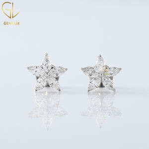 Vente chaude À La Mode Conception 10k Or Blanc Marquise Cut VS Laboratoire Cultivé Diamant Stud Fleur Style Usage Quotidien Boucles D'oreilles Pour Les Femmes - Product Image 1