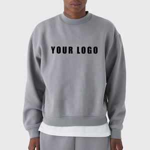 เสื้อสเวตเตอร์คอกลมเปิดไหล่สำหรับผู้ชายผ้าฝ้ายแบบ100% มีฮู้ดพิมพ์โลโก้บนหน้าจอตามสั่ง OEM/ODM - Product Image 4