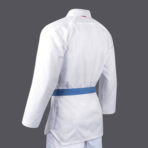 Uniforme de Karate KATEROOS Blanco 100% Algodón para Adultos Unisex, Ropa de Artes Marciales Resistente, Corte Regular con Cinturón Azul - Product Image 2