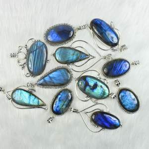 Blue Flash Labradorite Gemstone Pendentif Making pour Silver Jewelry Supply Designer Collet Pendentif Collier - Product Image 3