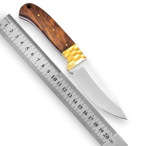 Cuchillo de Piel de Acero al Carbono Personalizado, Cuchillo de Hoja Fija EDC, Mango de Madera, Funda de Cuero, OEM, Full Tang, Cuchillo Utilitario para Campismo y Supervivencia - Product Image 1