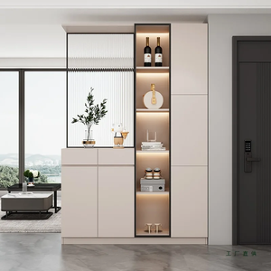 Meuble d'entrée moderne en bois massif 2026, rangement à chaussures sur mesure, séparateur de pièce pour salon, villa, hôtel, armoire à vin - Product Image 1