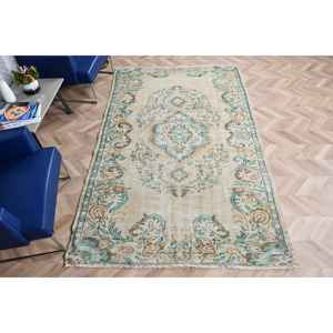 Alfombra Turca de 5.3x8.6 pies, Alfombra Vintage de Lana con Diseño de Camuflaje Azul - Product Image 5