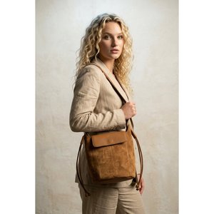 Borsa a Tracolla Morbida in Vera Pelle Scamosciata e Pelle Dollaro - Made in Italy - Art. 26074 - Product Image 3
