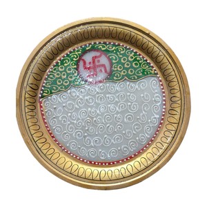 Beautiful Best Selling White Makrana Marble Gold Painted Pooja Thali Elegant <b>Gift</b> <b>Set</b> Design for Spiritual Use - Product Image 4