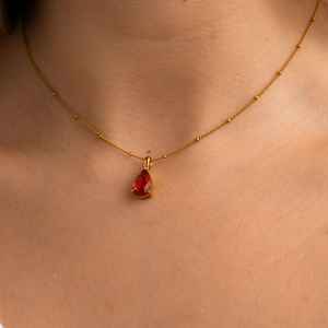 Pear Ruby Gemstone Pendant <b>Necklace</b> July <b>Birthstone</b> Jewelry Gold Drop <b>Necklace</b> Handmade Minimalist Ruby <b>Necklace</b> For Women - Product Image 4