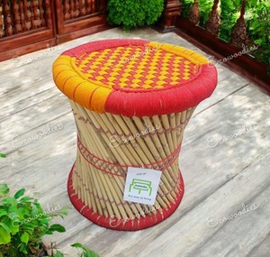 Nouveauté, tabouret Mudda en bambou naturel fait à la main écologique, pouf Sarkanda moderne pour l'ameublement intérieur et extérieur - Product Image 4