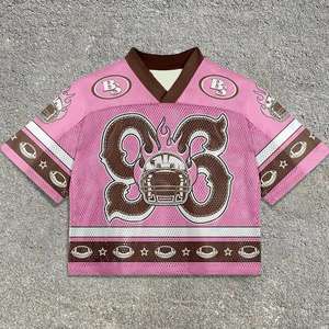 Streetwear Wholesale Mesh American Football Uniforms Custom <b>Crop</b> <b>Men's</b> Oversized Jersey Shirts - Product Image 2