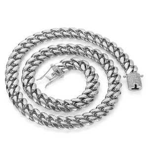 Cadenas Cubanas Geométricas de Circonita Chapadas en Oro de 14 mm con Engaste de Garra para Hombre - Ocasión de Fiesta - Product Image 6