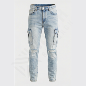 Pantalons en denim de qualité supérieure, légers, à séchage rapide, multi-saisons, été, automne, printemps, taille mi-haute, vente en gros sur mesure pour hommes - Product Image 1