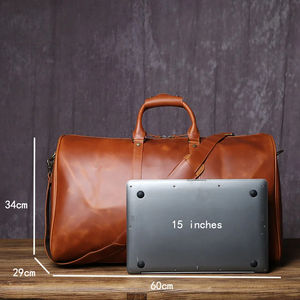 Custom Professional Genuine <b>Leather</b> <b>Overnight</b> <b>Bag</b> Luxury Travel Duffel <b>Bag</b> Vegetable <b>Leather</b> High End Duffel <b>Bags</b> - Product Image 5