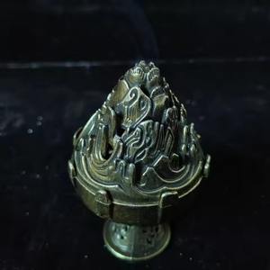 Antique Style Gold Finished <b>Cone</b> <b>Incense</b> Burner With Traditional Cutwork Suitable For Bakhoor And Prayer Rituals Purpose - Product Image 4