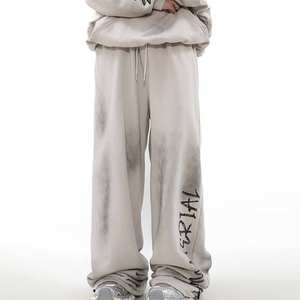 <b>Mens</b> Canvas Track Pants Anti-Wrinkle Flared Baggy Sweatpants Tactical 3D Style Plain Dyed High Heavyweight - Product Image 6