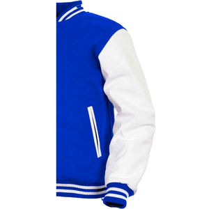 Chaqueta Universitaria Personalizada al por Mayor de Fábrica, Diseño OEM, Transpirable, Resistente al Viento, de Alta Calidad para Hombre, con Parche Bordado Frontal de Cuero Genuino - Product Image 5