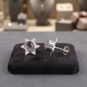 Pendientes de diseño artesanal con elegante piedra de ametrino púrpura en plata de ley 925 para mujeres y niñas. - Product Image 1