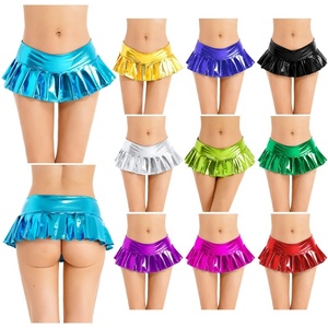 Minigonna Metallizzata Lucida Plissettata da Donna, Gonna alla Moda per <span class=keywords><strong>Costumi</strong></span> da Discoteca, Feste, Festival Musicali, Spettacoli di Danza - Product Image 1