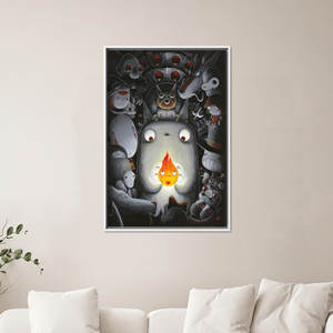 Impression élégante sur verre trempé sur le thème de l'anime : œuvre d'art moderne sur toile, toile encadrée blanche. - Product Image 1