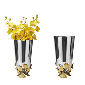 Vase en nickel de qualité supérieure, design moderne en laiton poli, motif de fleurs, accessoire de décoration d'intérieur de luxe à prix raisonnable - Product Image 2