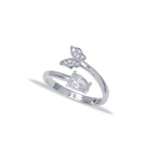 Elegant Romantic Butterfly Design Zirconia Stone <b>Adjustable</b> <b>Ring</b> Turkish Handmade THEIA Brand 925 Sterling Silver Jewelry Party - Product Image 5