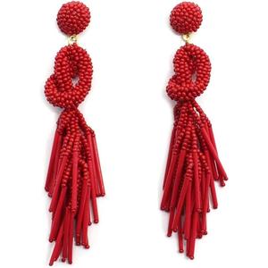 FULL RED Boucles d'oreilles élégantes en perles fabriquées à la main Fournisseur de boucles d'oreilles en perles de rocaille de style autochtone Fabricant - Product Image 1