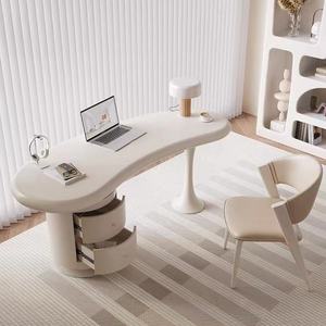 Luxury Modern White and Gold Executive Office Desk Storage Drawer Ergonomic Boss CEO <b>Computer</b> <b>Table</b> Furniture - Product Image 3