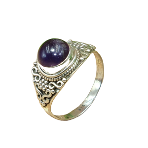 Natural Purple <b>Amethyst</b> Gemstone 925 Sterling Silver Handmade Vintage Filigree Design <b>Ring</b> for Women - Product Image 1