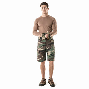กางเกงขาสั้นคาร์โก้ผู้ชายแบบผูกเชือก ผ้าฝ้าย 100% หลายกระเป๋า ความยาวระดับเข่า สวมใส่สบายๆ สำหรับออกกำลังกาย - Product Image 4