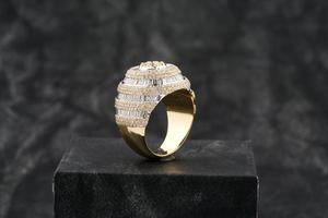 Men's Ring Trend Hip Hop Ice Out 10K 14K 18K <b>Gold</b> Full VVS Natural Diamond Rounded and Baguette Ring Luxury <b>Costume</b> <b>Jewelry</b> - Product Image 3