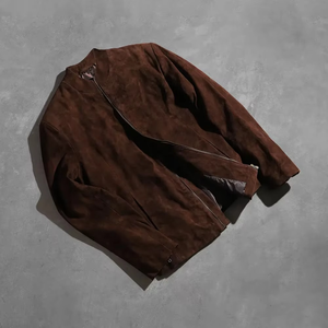 Venta al por mayor En Stock Hombres Bomber Chaqueta de cuero Streetwear Tendencia 2025 Envío rápido Chaqueta de cuero genuino Chaqueta de moda - Product Image 2